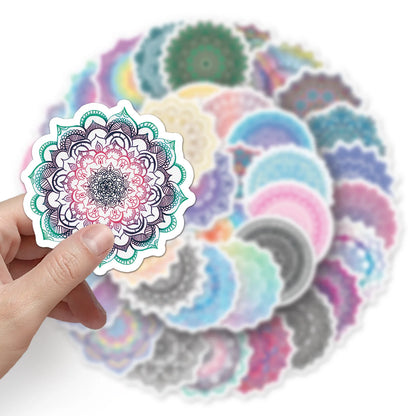 50PCS Cartoon Mandala Sticker Graffiti iPad Luggage Notebook Car  Computer DIY Pattern Scrapbook Toys Decoration