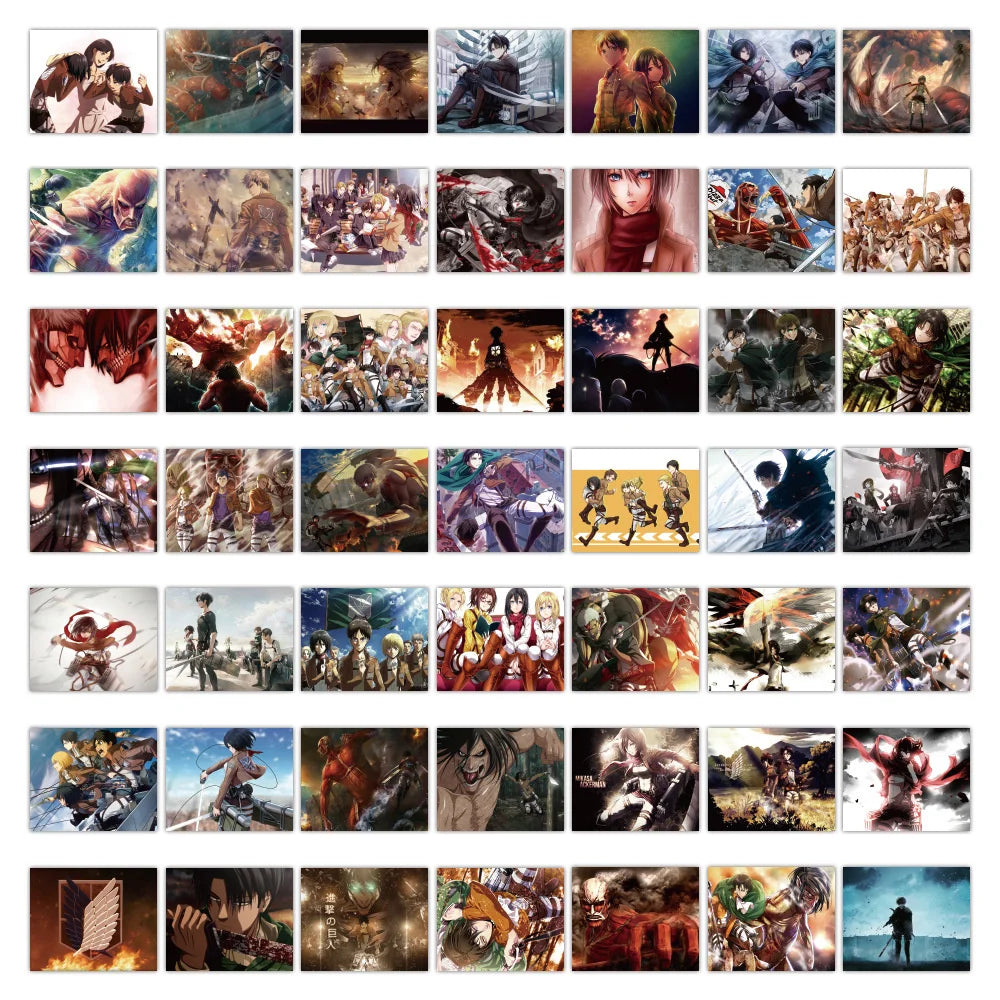 50PCS Attack on Titan Cartoon Graffiti Waterproof Sticker Personalized Decoration Creative Water Cup Refrigerator