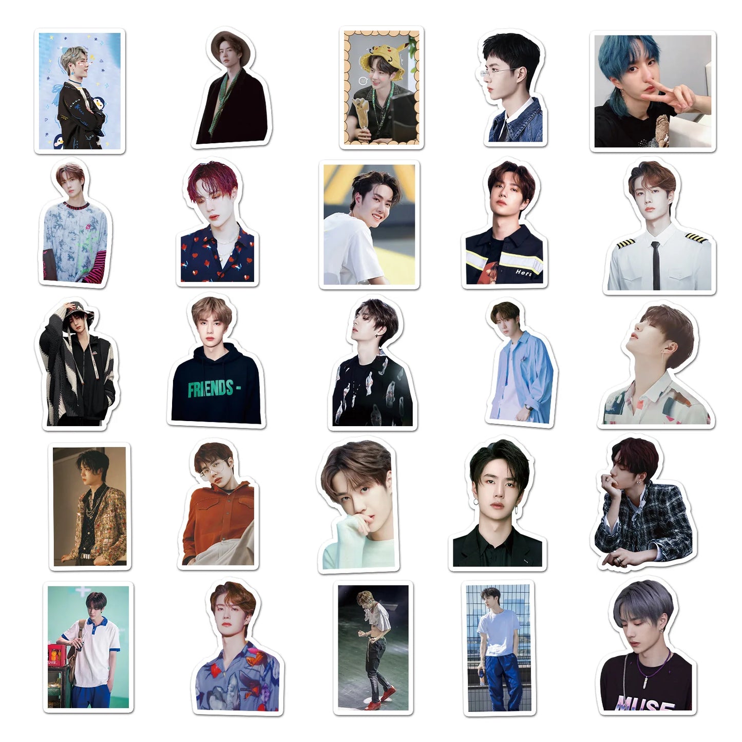 50PCS Cartoon Fashion Wang Yibo Sticker Graffiti iPad Helmet Notebook  Computer Pattern Scrapbook Toy Decoration