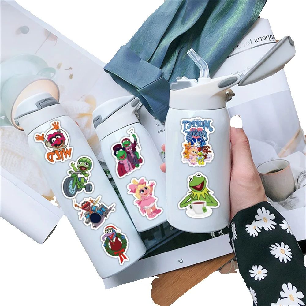 50PCS Giant Cartoon Frog Puppet Doodle Stickers Exquisite Creative Decorative Decals Perfect for Skateboards, Water Bottles, Helmets, and Guitars