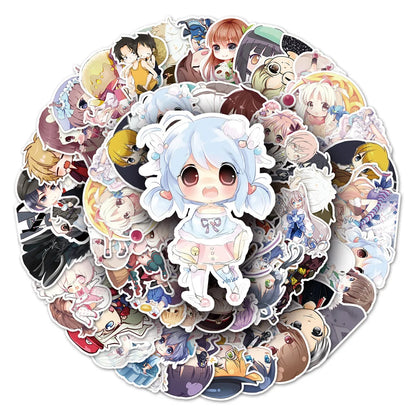 52PCS Cartoon Cute Girls Small Fresh Secondary Yuan Graffiti Stickers Personalized Creative DIY Decorative Stickers Computer Cell Phone Skateboard Refrigerator Helmet Decals Popular Toys