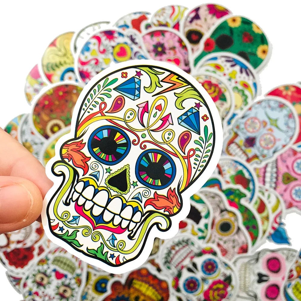 50PCS Cartoon Skull Sticker Graffiti iPad Luggage Laptop Helmet Car Computer Pattern Scrapbook Toy Decoration