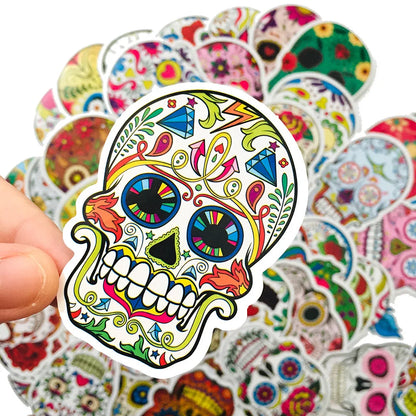 50PCS Cartoon Skull Sticker Graffiti iPad Luggage Laptop Helmet Car Computer Pattern Scrapbook Toy Decoration