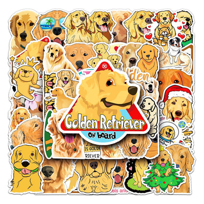 50PCS Golden Retriever Doodle Stickers, Sunny & Friendly Cartoon Dog Decals for Pet Lovers and Happy Vibes