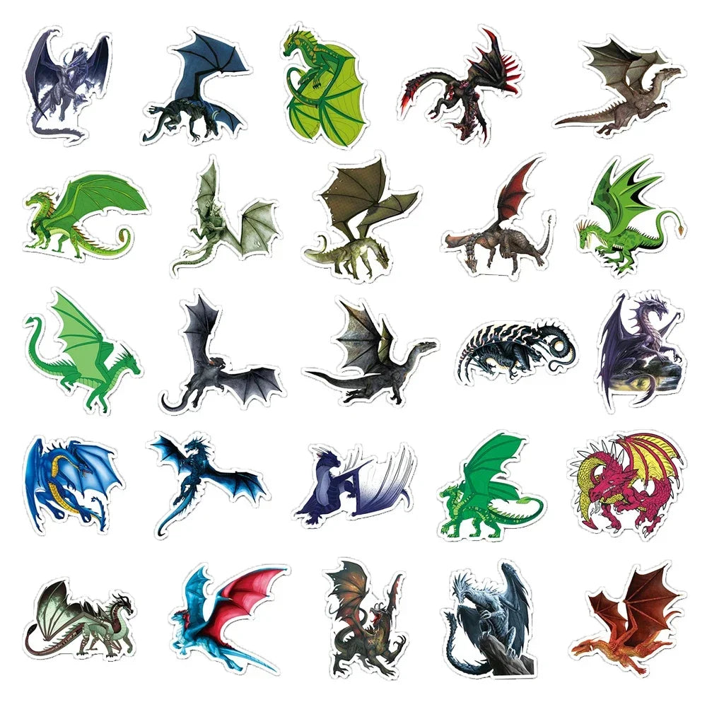 50PCS Cartoon Dragon Cool Animal Creative Graffiti Sticker Bike Skateboard Refrigerator Helmet Laptop Suitcase