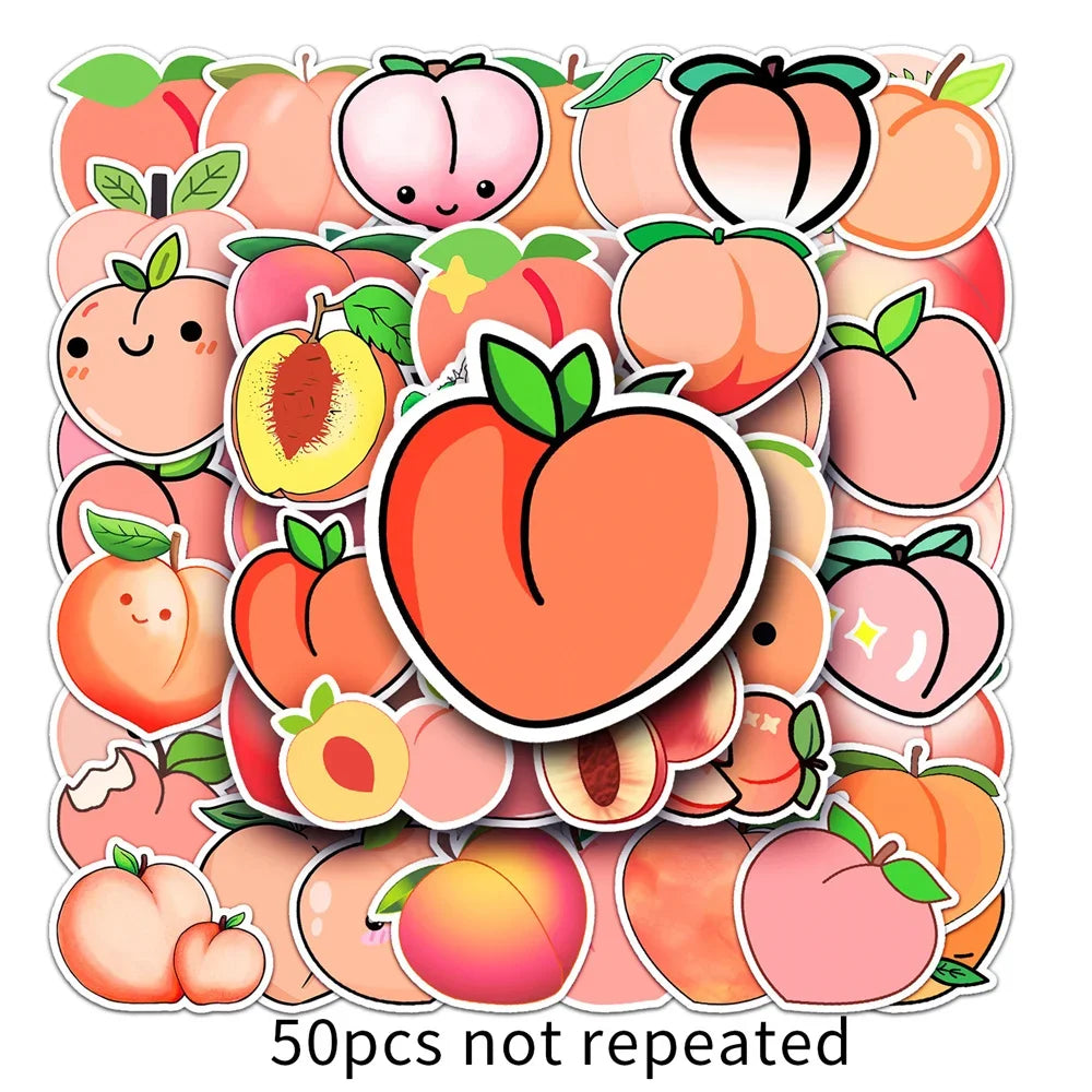 50PCS Peach Cartoon Personality Creative Sticker  DIY Guitar Refrigerator Computer Suitcase Notebook Waterproof