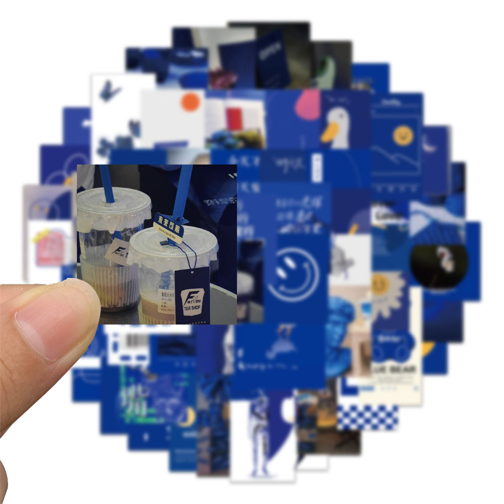 50PCS Klein Blue Mood Stickers - Calming Color Therapy Decals for Anxiety Journals, Planners, Laptops & Mental Wellness Gifts