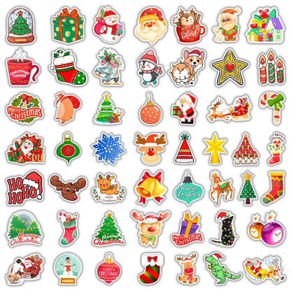 50PCS Cartoon Christmas Graffiti Stickers Luggage Mobile Phone Helmet Car Guitar DIY Wall Sticker Toy Decoration