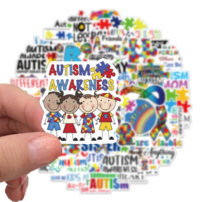 50PCS Autism Graffiti Stickers Luggage Refrigerator Notebook Hand Account Skateboard Water Cup Decoration
