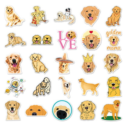 50PCS Golden Retriever Doodle Stickers, Sunny & Friendly Cartoon Dog Decals for Pet Lovers and Happy Vibes