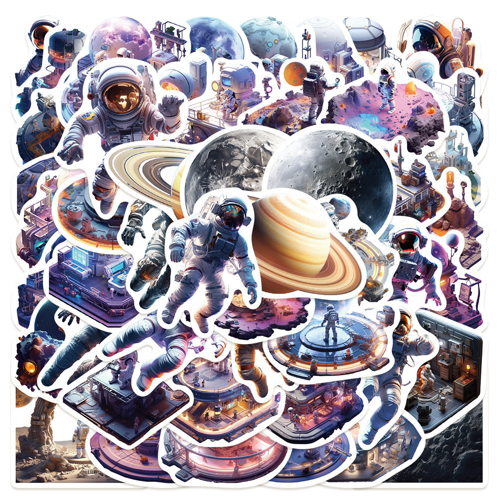 50PCS Cartoon Space Doodle Stickers for Phone Cases, Laptops, Skateboards, Water Bottles, Guitars, Stationery Boxes, and More Exquisite DIY Desktop Decor Decals