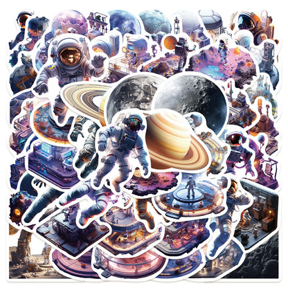50PCS Cartoon Space Doodle Stickers for Phone Cases, Laptops, Skateboards, Water Bottles, Guitars, Stationery Boxes, and More Exquisite DIY Desktop Decor Decals