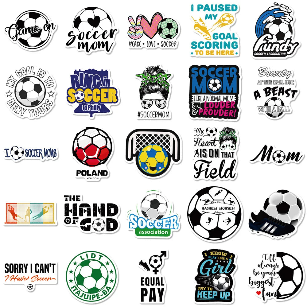50PCS  Football Score Graffiti Waterproof Sticker Sports Competition Personality Creativity Refrigerator Notebook
