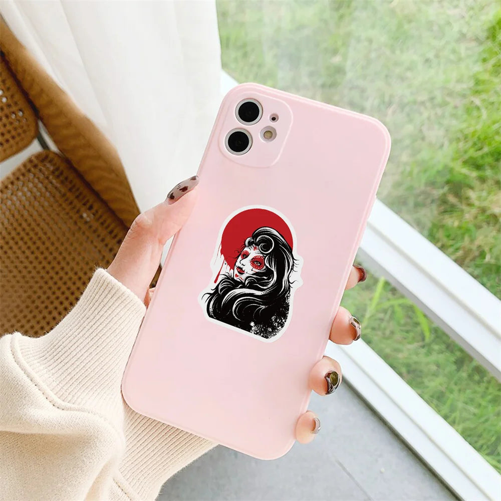 50PCS Gothic Horror Stickers Devil Dark Red Wind Punk Wind Horror Red and Black Suitcase Stickers