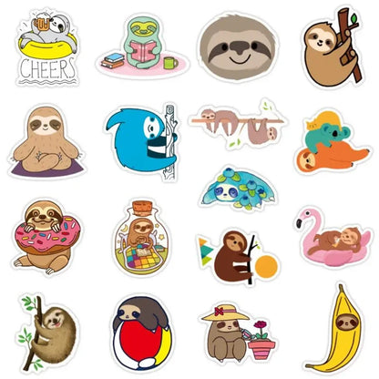 50PCS Cute Lazy Animal Cartoon Graffiti Refrigerator Luggage Skateboard DIY Guitar Helmet Cup Waterproof Sticker