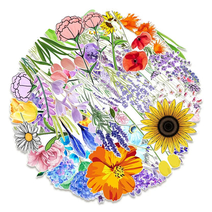 50PCS Flowers and Plants Personalized Graffiti Waterproof Sticker Suitcase NotebookRefrigeratorSkateboardWaterCup