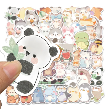 50PCS Cute Animal Doodle Stickers, Funny Chibi Cartoon Vinyl Decals for Kids, Journals, and Laptops