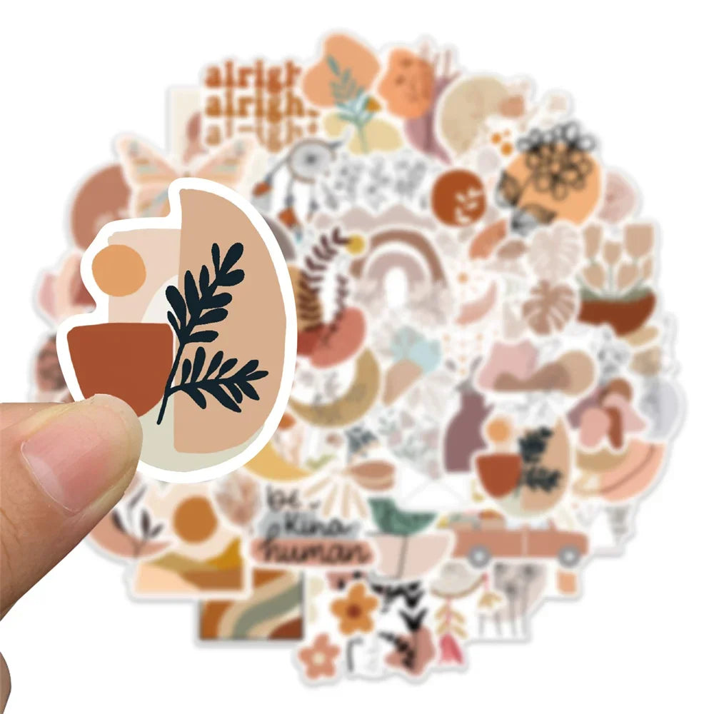 50PCS Boho Style Aesthetic Graffiti Stickers for Luggage Laptop IPad Skateboard DIY Gift Journal Water Cup Guitar