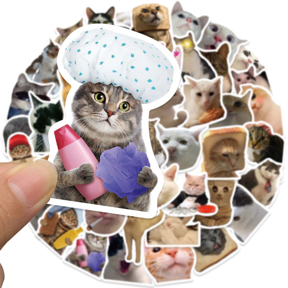50PCS Funny Cat Stickers - Cute & Hilarious Decals for Laptops, Water Bottles, Planners & Cat Lover Gifts
