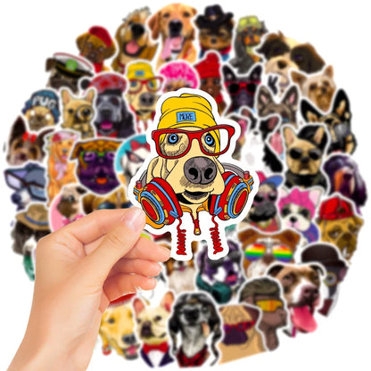 50PCS Dog Graffiti Waterproof Sticker Cartoon Cute Pet Creative Trend Personalized Decoration DIY Guitar Suitcase