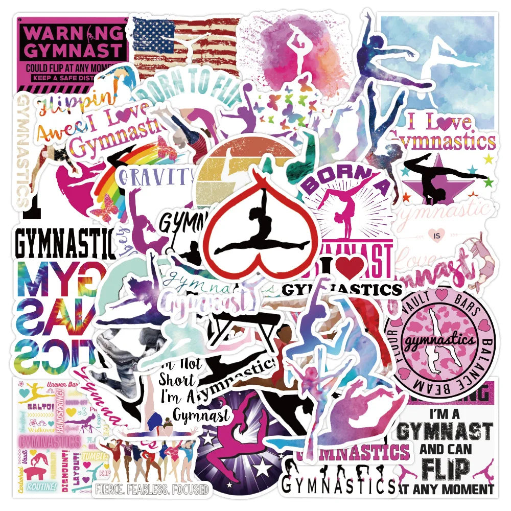 50PCS   Cartoon Sports Gymnastics Stickers Graffiti iPad Luggage  Car Guitar DIY Pattern Scrapbook Toys Decoration