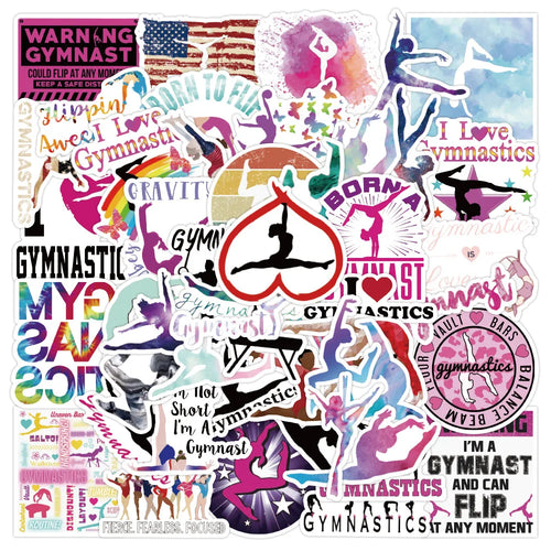 50PCS   Cartoon Sports Gymnastics Stickers Graffiti iPad Luggage  Car Guitar DIY Pattern Scrapbook Toys Decoration