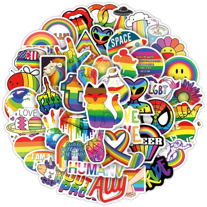 50PCS Rainbow Same Sex Graffiti Waterproof Stickers Personalized Creative Decoration Refrigerator Skateboard Cup