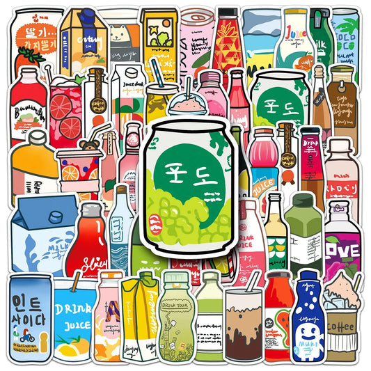 50PCS Trendy Cartoon Beverage Sticker Package Skateboard Guitar Decoration DIY iPad Waterproof Toy Graffiti Decal
