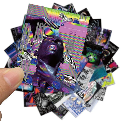 50PCS Trendy Style Acidic Design Graffiti Sticker Waterproof Luggage Refrigerator Water Cup Personalized Sticker