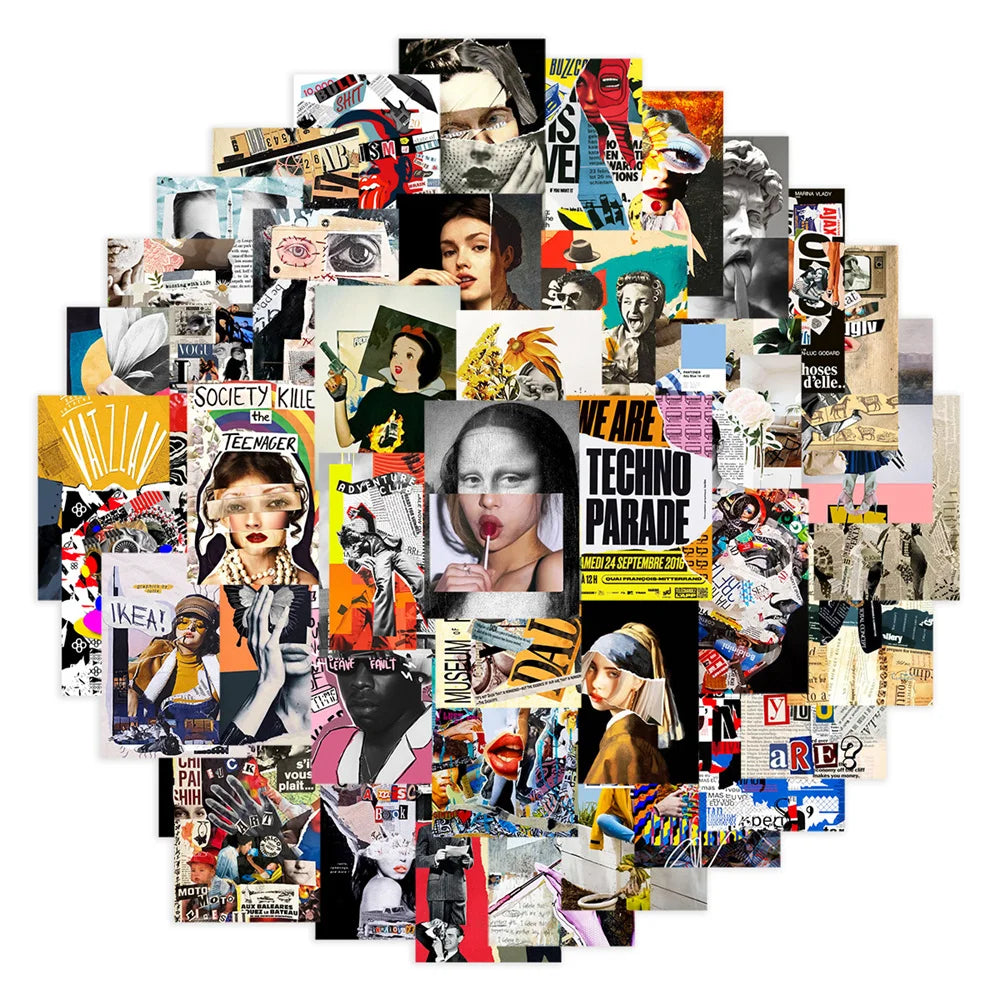 50PCS Art Collage Style Trendy Graffiti Sticker Waterproof Toy Decoration Notebook Kids Gift iPadGuitarPVCSticker