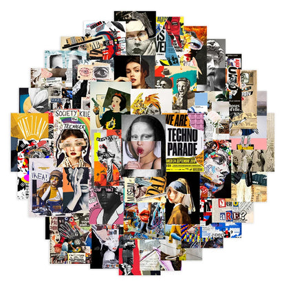 50PCS Art Collage Style Trendy Graffiti Sticker Waterproof Toy Decoration Notebook Kids Gift iPadGuitarPVCSticker