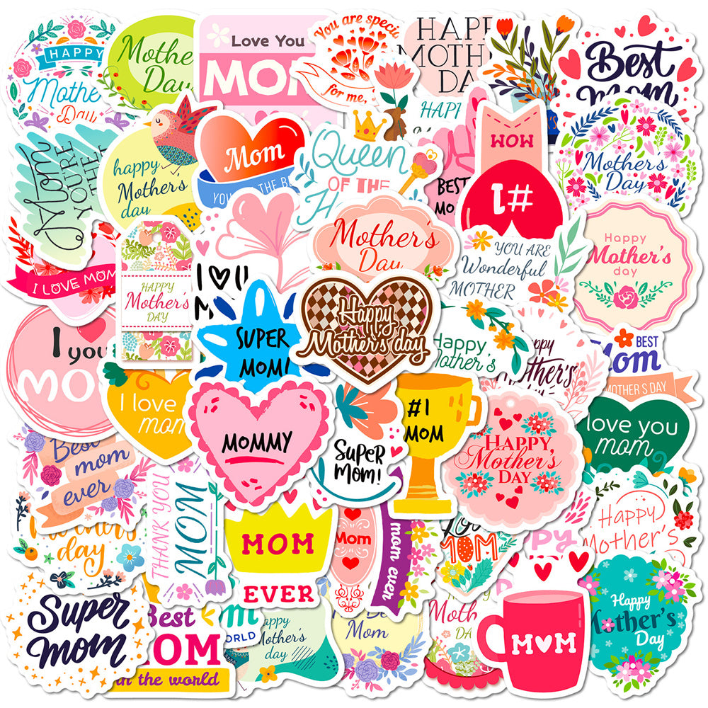 50PCS Thanksgiving & Mother's Day Stickers, Cute Cartoon Thank You & Love Doodles for Cards, Gifts, and Family Celebrations