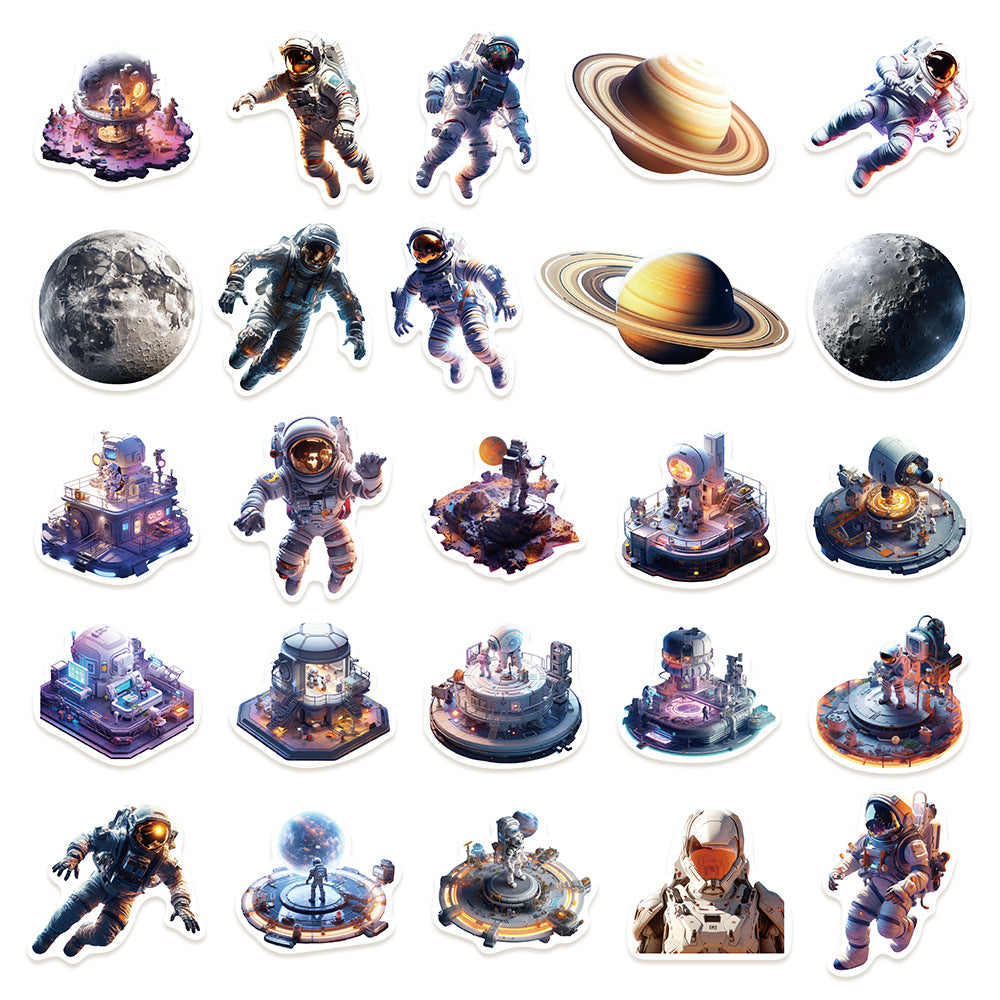 50PCS Cartoon Space Doodle Stickers for Phone Cases, Laptops, Skateboards, Water Bottles, Guitars, Stationery Boxes, and More Exquisite DIY Desktop Decor Decals