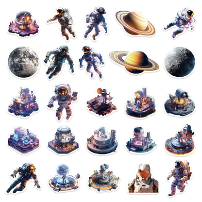 50PCS Cartoon Space Doodle Stickers for Phone Cases, Laptops, Skateboards, Water Bottles, Guitars, Stationery Boxes, and More Exquisite DIY Desktop Decor Decals