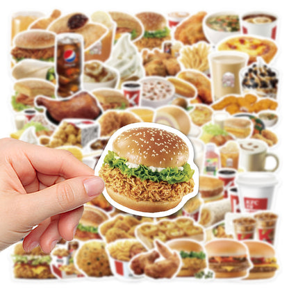 64PCS Burger Civilization Stickers - Fast Food Archaeology Decals for Culinary Stratigraphy Maps, Condiment Colonialism Logs & Patty Paradigm Studies