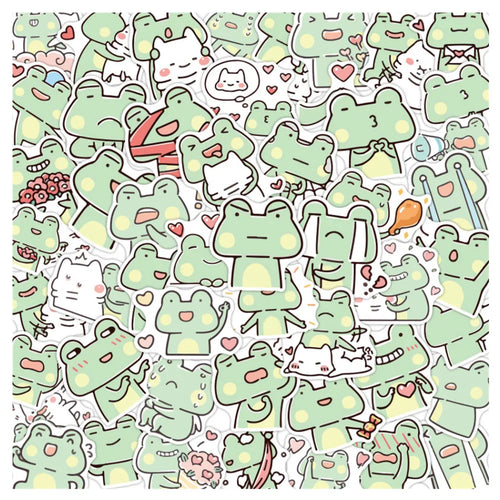 50PCS  Cute Cartoon Chibi Frog Kawaii Sticker Toy Luggage Laptop Ipad Guitar Water Cup  Table Skateboard Sticker