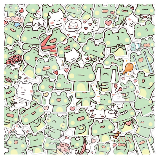 50PCS  Cute Cartoon Chibi Frog Kawaii Sticker Toy Luggage Laptop Ipad Guitar Water Cup  Table Skateboard Sticker