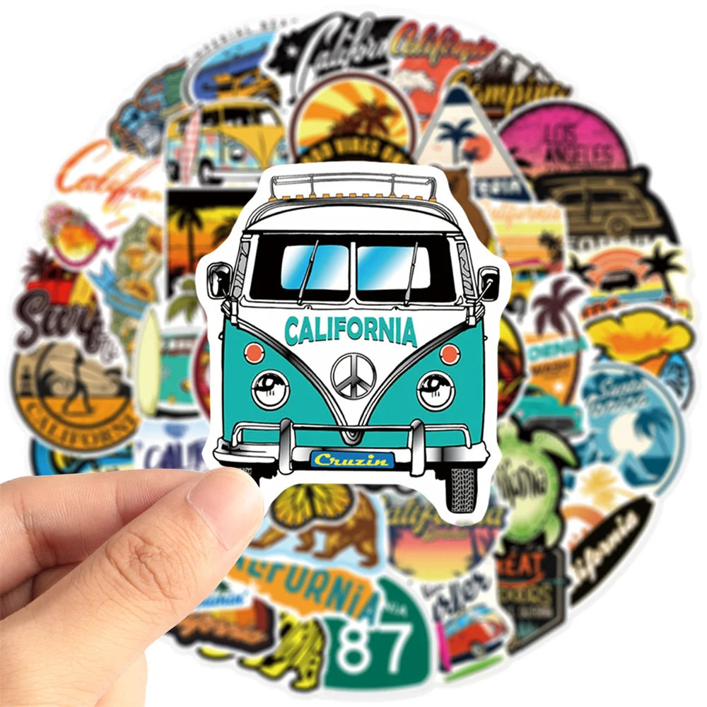 50pcs California Travel Animal Personality Pattern Graffiti Sticker Luggage Laptop Ipad Gift Skateboard Sticker