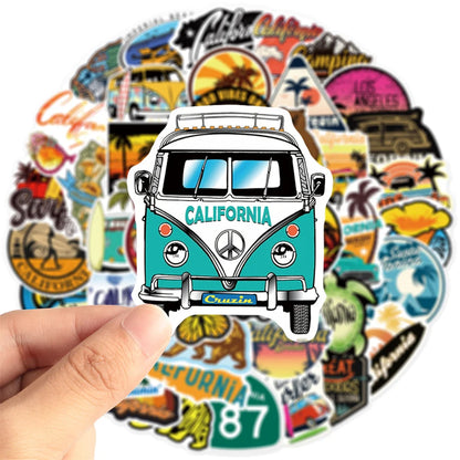 50pcs California Travel Animal Personality Pattern Graffiti Sticker Luggage Laptop Ipad Gift Skateboard Sticker