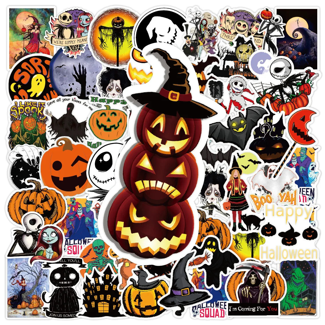50PCS Cartoon Flowers Blooming Elements Sticker Graffiti Car Computer  DIY Scrapbook Wall Sticker Toy Decoration