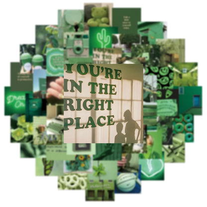 50PCS Green Personalized Landscape Painting Graffiti Sticker Suitcase Guitar Car Computer Waterproof PVC WaterCup