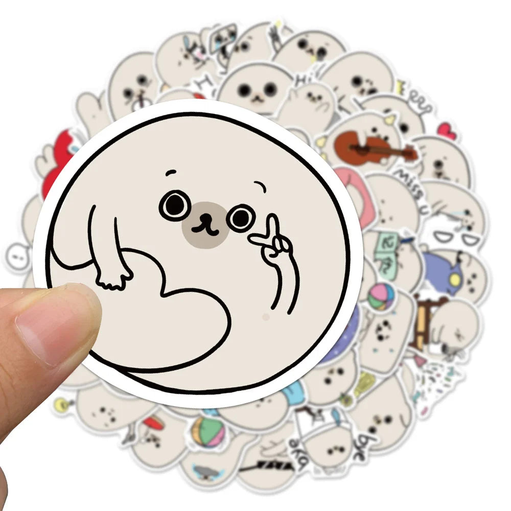 50PCS Cartoon Cute Little Silly Leopard Personality Creative Sticker Desk Computer Motorcycle Waterproof Sticker