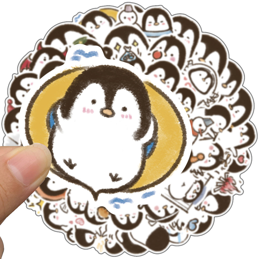 50PCS Cartoon Penguin Adorable Animal Doodle Stickers Perfect for Skateboard Helmets, Laptops, Water Bottles, Guitars, Stationery Boxes Exquisite DIY Desktop Decor Decals