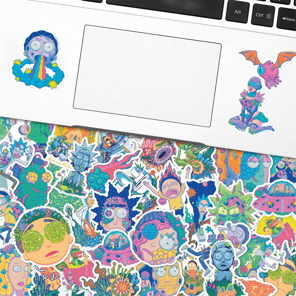 50PCS Psychedelic Cartoon Alien Doodle Stickers Perfect for Phone Cases, Skateboards, Bags, Water Bottles, Guitars Exquisite DIY Desktop & Planner Decorative Decals