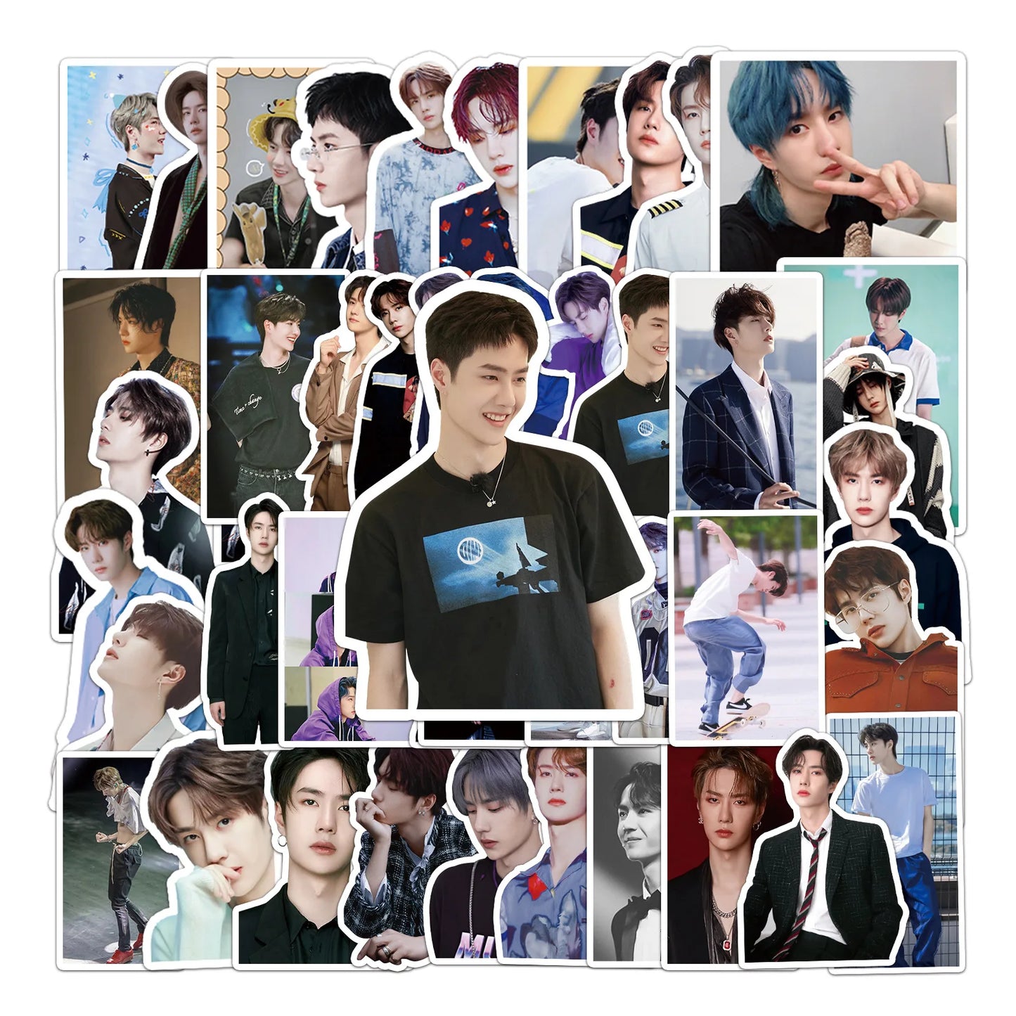 50PCS Cartoon Fashion Wang Yibo Sticker Graffiti iPad Helmet Notebook  Computer Pattern Scrapbook Toy Decoration