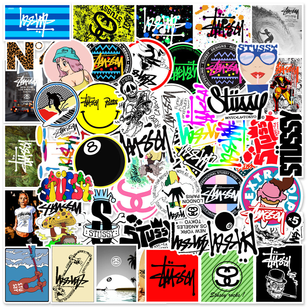 50PCS Stucci Street Graffiti Stickers Exquisite, Fashionable, Creative DIY Plain Notebook Decorative Decals Suitable for Phone Cases, Skateboards, Bags, Water Bottles, Guitars, Stationery Boxes