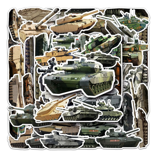 50PCS Cartoon Tank Sticker Graffiti iPad Luggage Helmet Laptop  Guitar Computer Pattern Scrapbook Toy Decoration