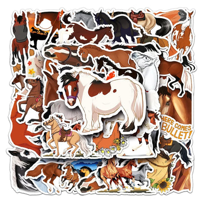 50PCS Cartoon Horse Racing Sticker Toys Luggage Laptop IPad Gift DIY Phone Case Motorcycle Waterproof Sticker Cup