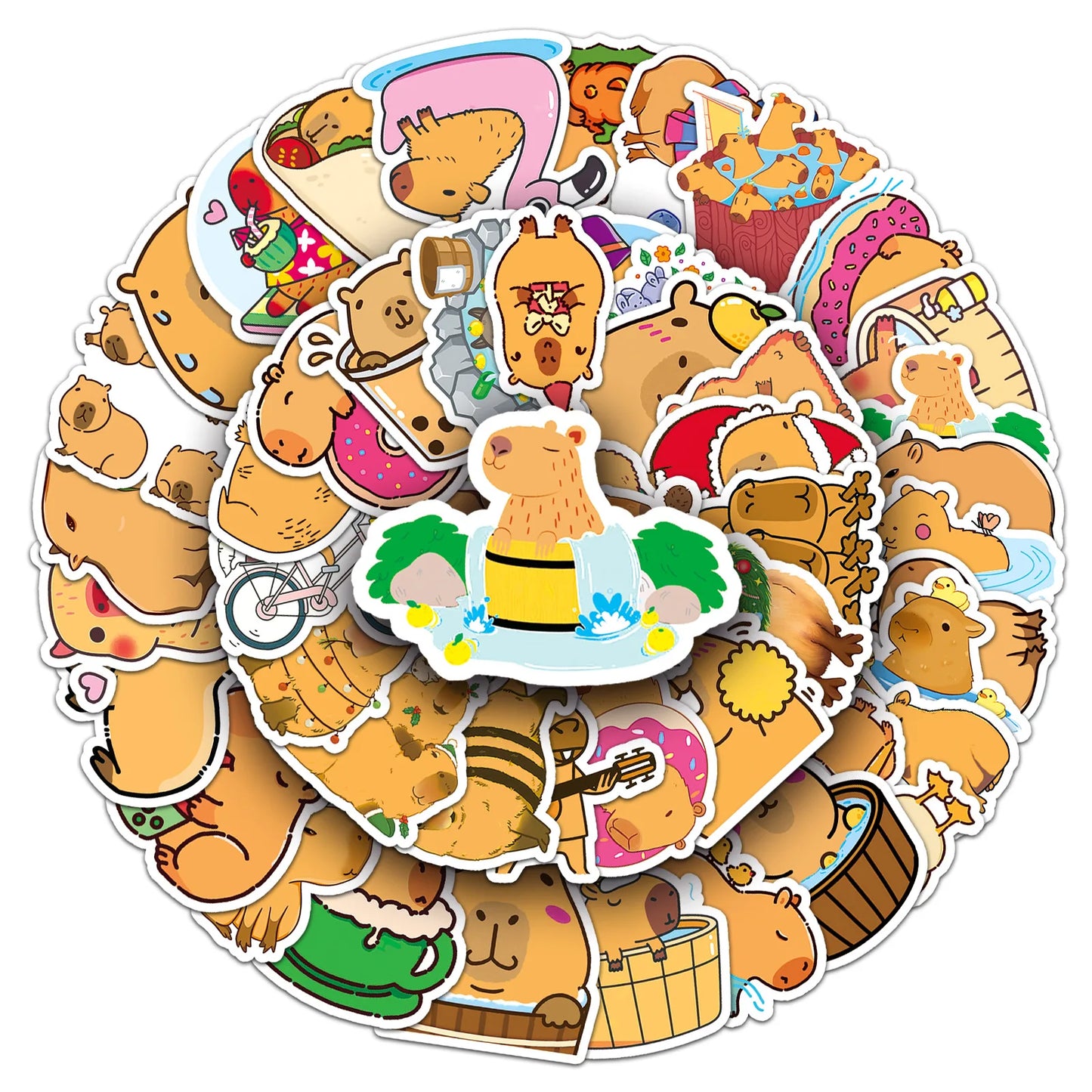 50PCS   Cartoon Animal Capybara Sticker Graffiti iPad Desk Notebook  Car Computer Pattern Scrapbook Toy Decoration