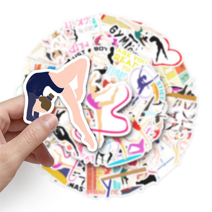 50PCS Gymnastic Bodies Politics Stickers - Disciplined Kinetics Decals for Biomechanical Perfection Logs, Sportive Aesthetics Maps & Corporeal Discipline Archives